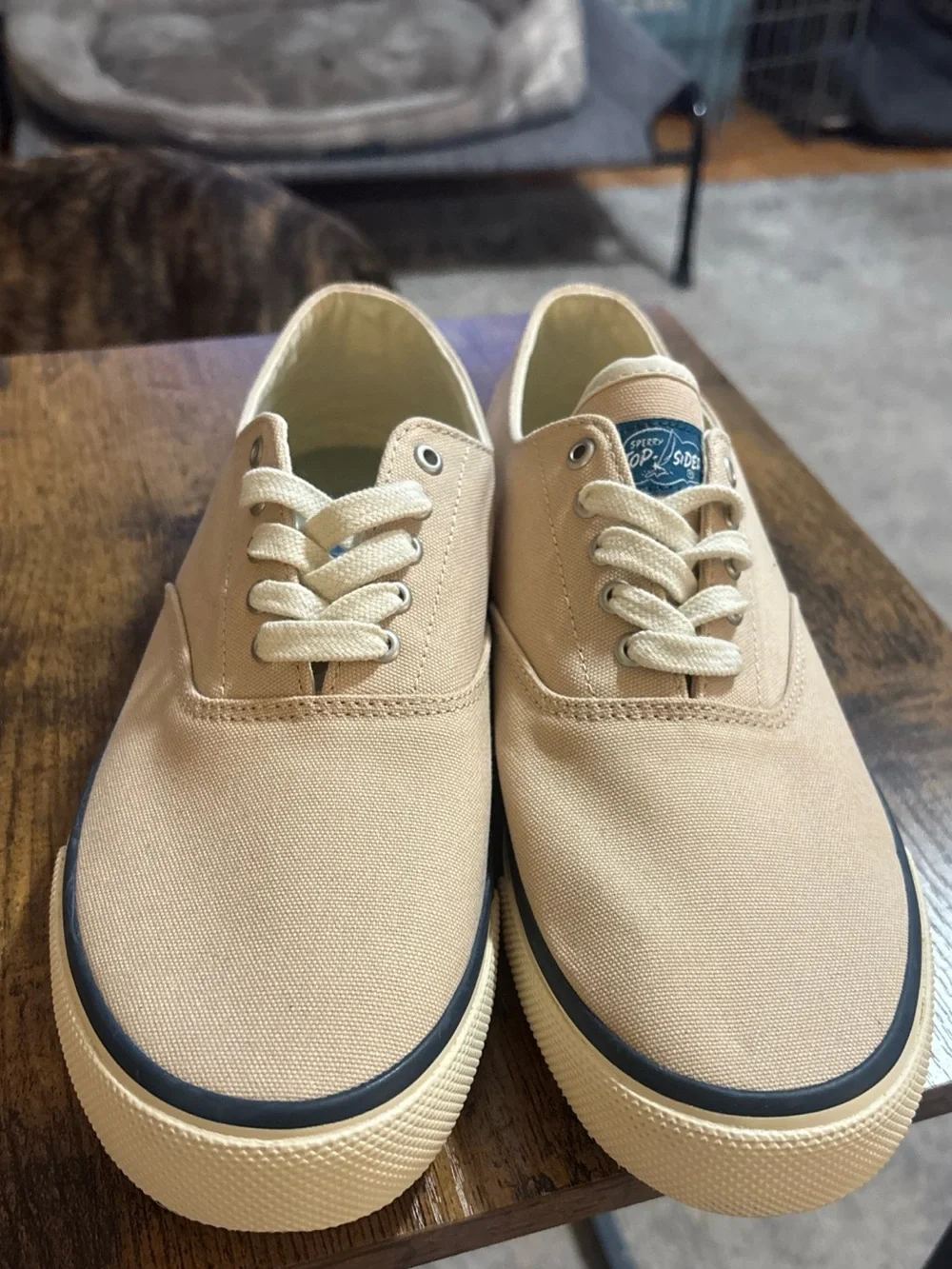 Sperry Classic CVO Men’s Canvas Lace-Up Sneakers Tan/Navy US 9 NWOT